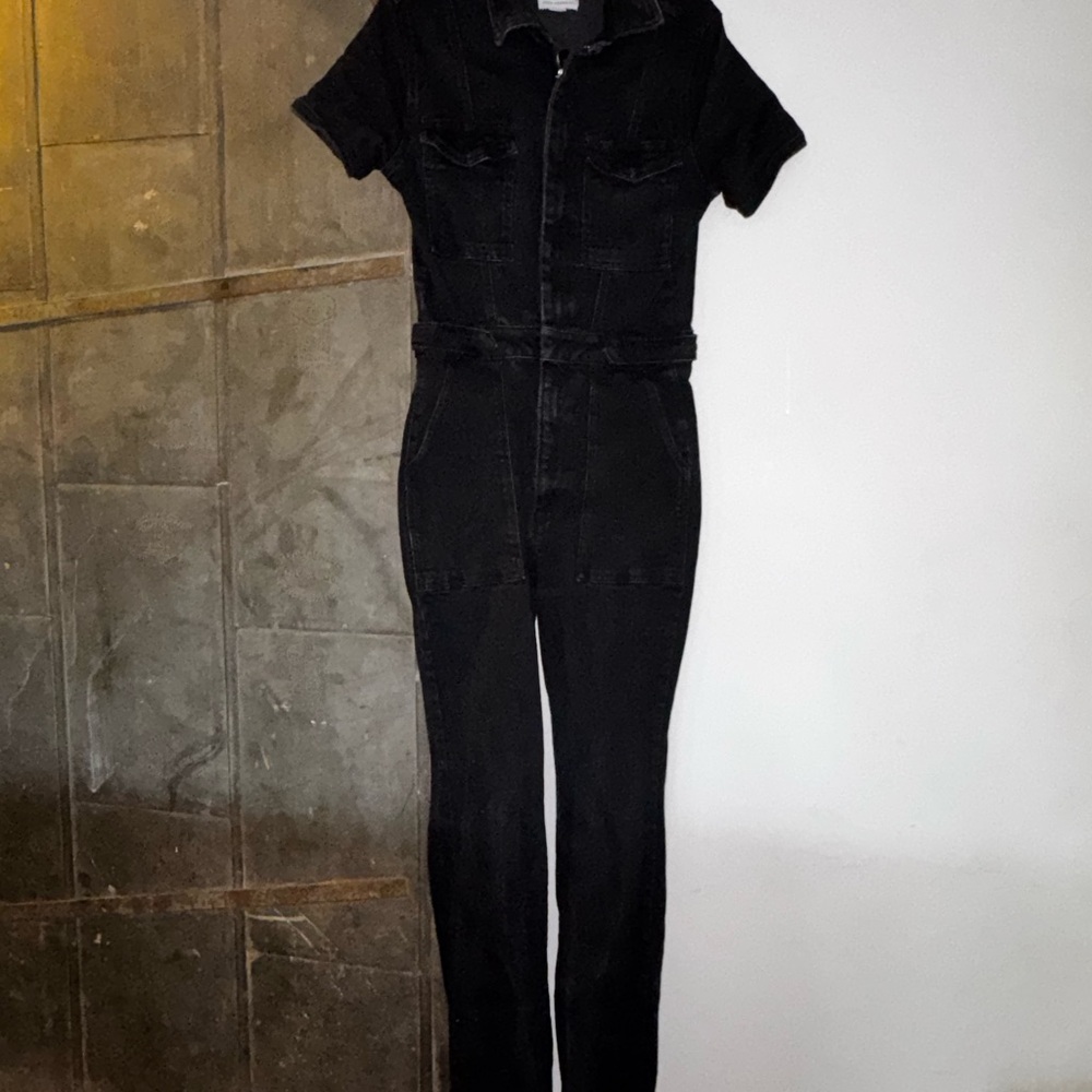 Good American Black Denim Jumpsuit